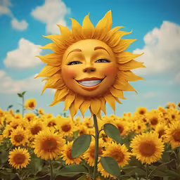 a photo of a sunflower smiling with a bright yellow face in the center