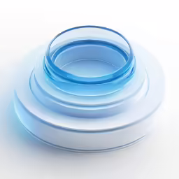 stacking of blue plastic plates on white background