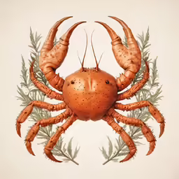 crab with leaves, artwork created from book illustration by jean henning