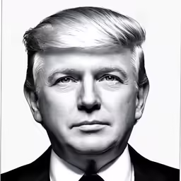 a portrait of donald, or prime, in black and white