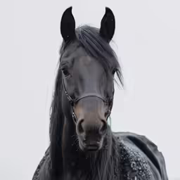 a horse is standing in the rain