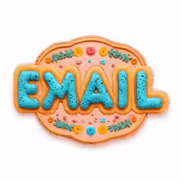 cookie with the word email spelled out and flowers