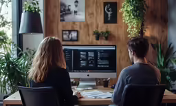 two people in front of a computer screen