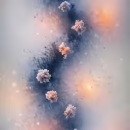 several little stars moving through a glass background