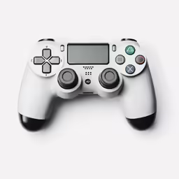 a white video game controller on a white background