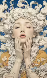 an image of a girl that is covered in a white cloud