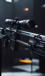 a rifle scope attached to a sling of a rifle
