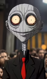 a cartoon image has a large head with eyes
