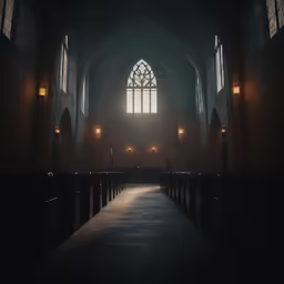 light is shining through the church windows
