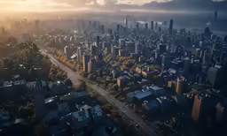 an aerial view of a city from above