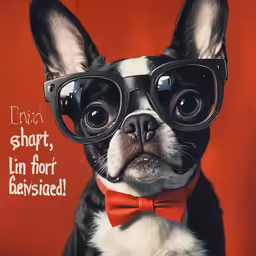 a dog with goggles and a red bow tie