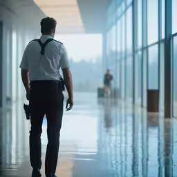 man with camera on cell phone walking in airport