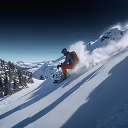 there is snowboarding down a very steep hill