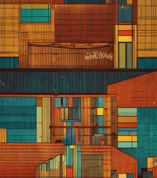 a series of colorful illustrations made to look like a building,a series of urban illustrations made using different colors and styles