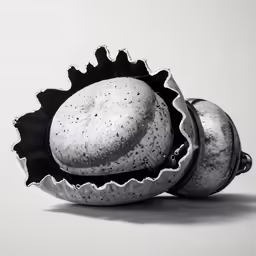 a large metal fruit bowl holding an apple