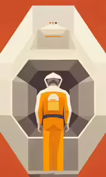there is a person in an orange suit
