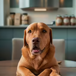 a dog laying on the kitchen counter top