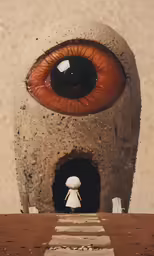 an image of the inside of a stone structure with an eye