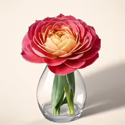 a single pink flower in a clear vase