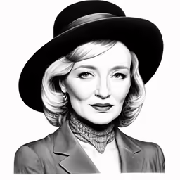 a woman wearing a hat is posing for a portrait