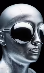 the futuristic face of a man wearing goggles