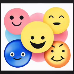 different colored balls with some smiley faces