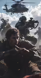the image shows soldiers of the army with guns and helmets