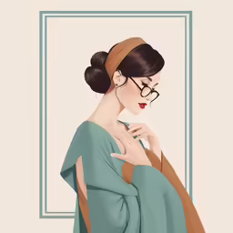 an illustration of a woman in glasses and a topknott
