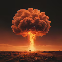 a man standing under an explosion