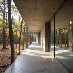 the walkway to the first floor of the building is empty