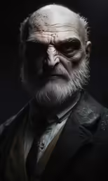 an old man with a beard and very thick hair in his ears