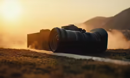 a camera on top of a large metal tank