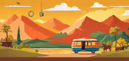 an image of a bus parked near a mountain lake,an old blue bus traveling down a dirt road