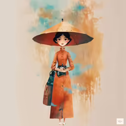 an illustration of a woman holding a colorful umbrella over her head