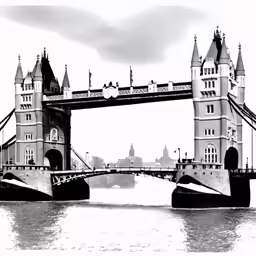 there is a drawing of a tower bridge
