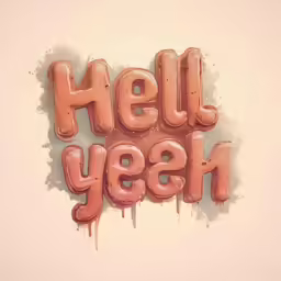the words hell yes in liquid type on the white background