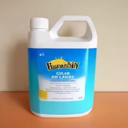 a gallon of cleaner sits on a table