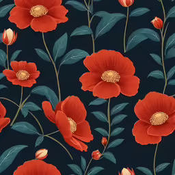 a seamless floral wallpaper with red flowers