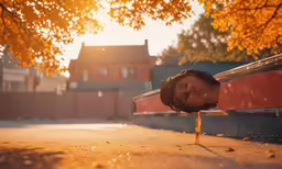 a toy head sticking out from under some rail