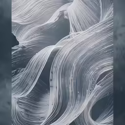 an abstract painting with white lines in the middle