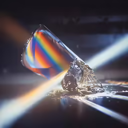 an empty trashcan with an array of rainbow lights