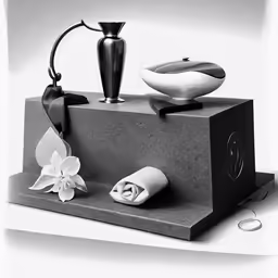 some objects are on a pedestal near each other