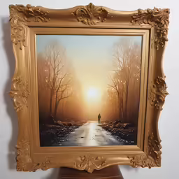 the painting is hanging on the wall next to the toilet