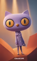 an animated character standing near an orange hill