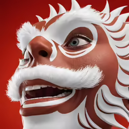 a person with white and red makeup on his face