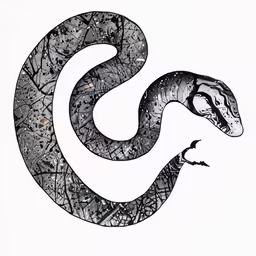 a drawing of a snake on a white background