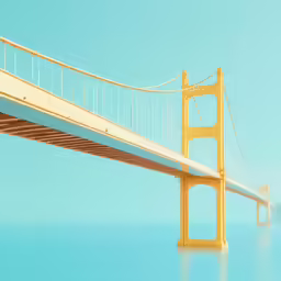 an animation of a bridge going over water