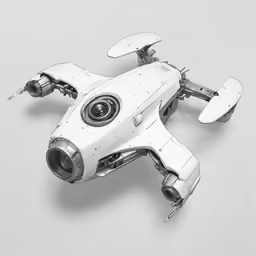 a flying paper model of an old, broken aircraft