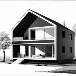 a rendering of the side of a modern house