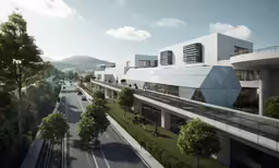 an architectural rendering of a city street in the daytime